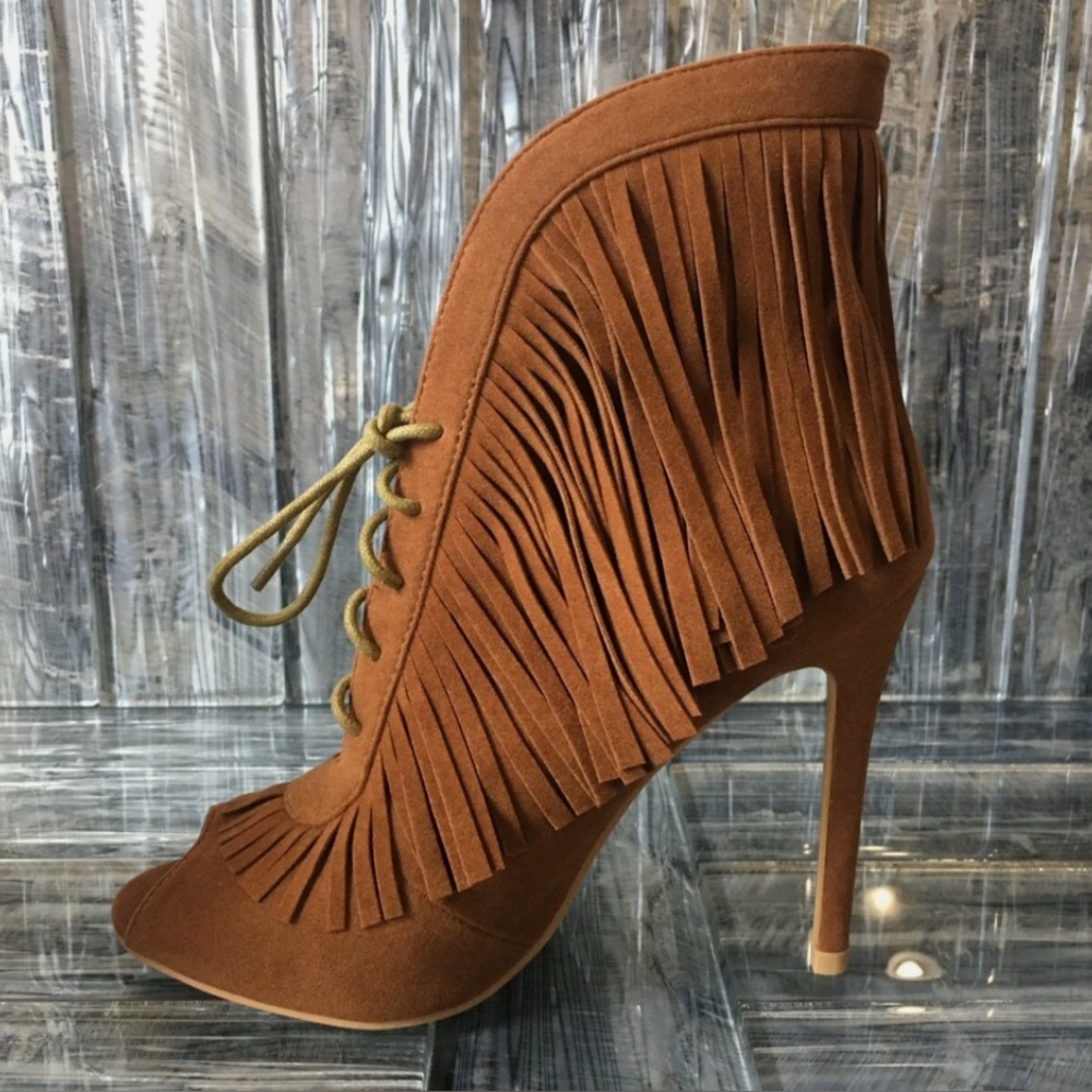 Fringed Tan Ankle Boots by Catherine Malandrino